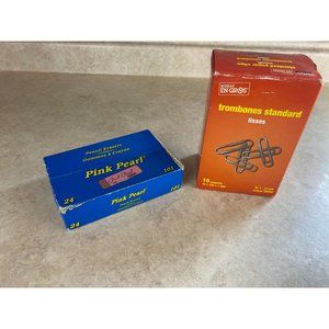 Office Supply Lot 19 Pink Pearl Erasers And 10 Packs  x 100 Standard Paper Clips